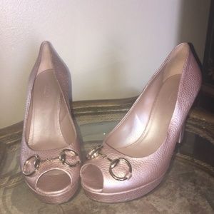 Pink Open Toe Gucci Pumps